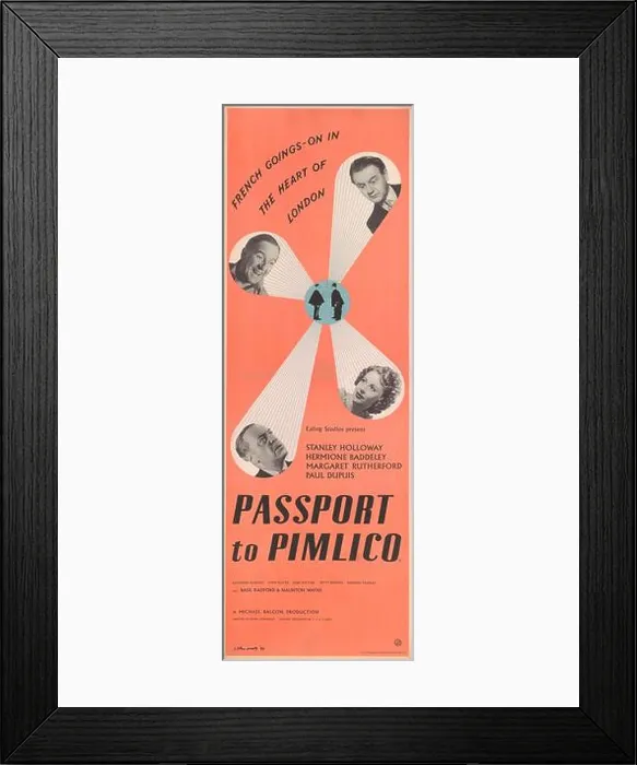 Framed Print : Movie poster 'Passport to Pimlico' by Henry Cornelius. Museum: PRIVATE COLLECTION. Author: Nicolas Clerihew Bentley