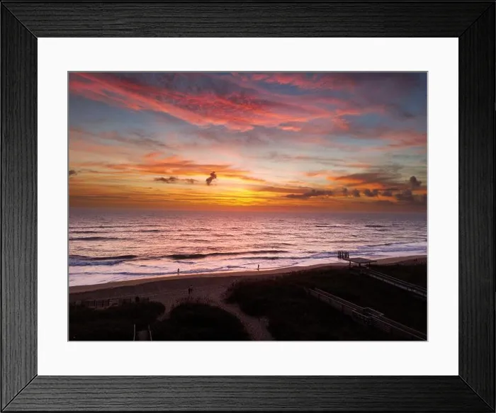 Framed Print : A bird's eye view of a beach during a sunset Framed Print : A bird's eye view of a beach during a sunset