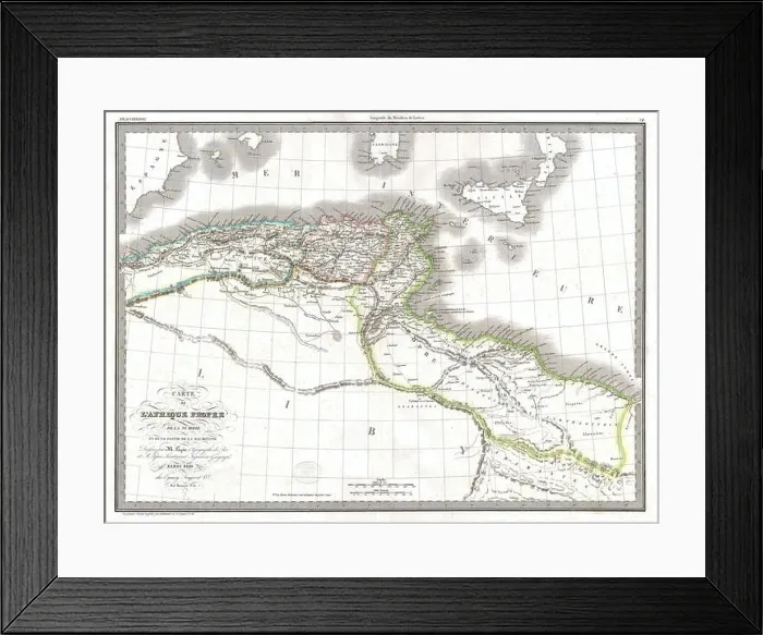 Framed Print : English: An unusual and attractive 1829 map of the ancient empires of Mauritania Framed Print : English: An unusual and attractive 1829 map of the ancient empires of Mauritania