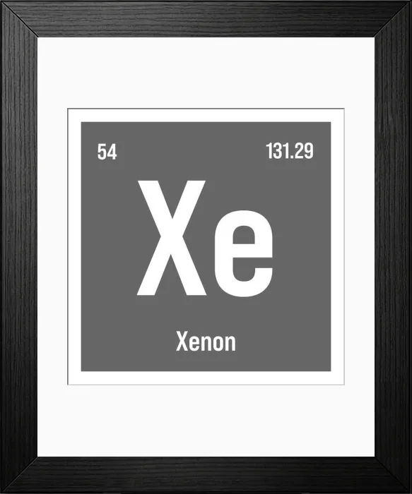 Framed Print : Xenon, Xe, periodic table element with name Framed Print : Xenon, Xe, periodic table element with name