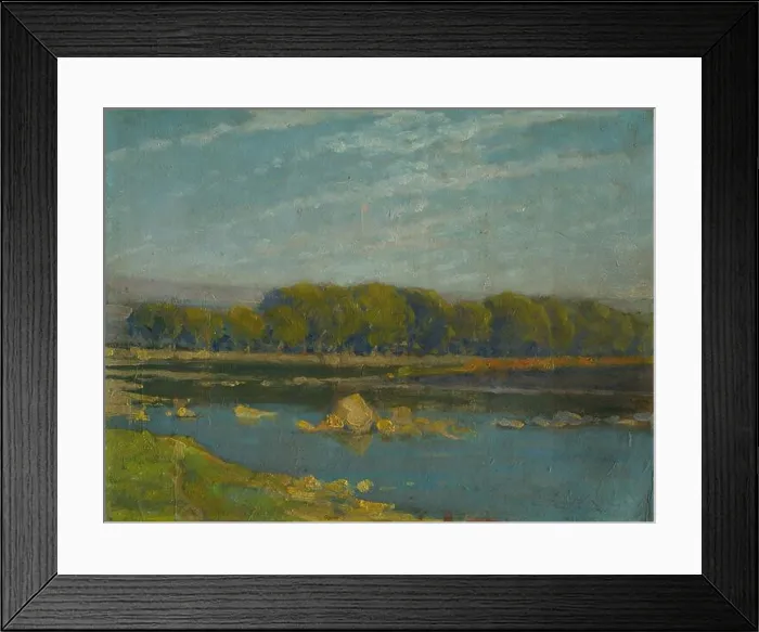 Framed Print : Oil on board painting titled By the River by Lajos Csordák Framed Print : Oil on board painting titled By the River by Lajos Csordák