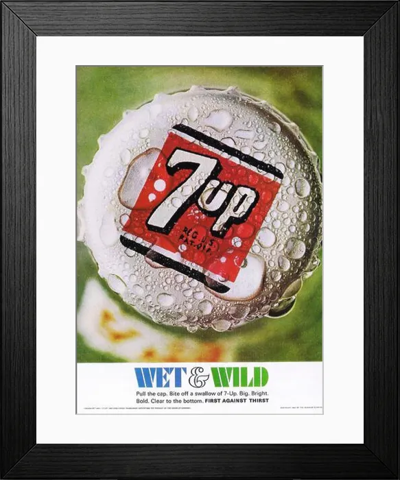 Framed Print : 1967 7-Up Wet & Wild First Against Thirst Advertisement Framed Print : 1967 7-Up Wet & Wild First Against Thirst Advertisement