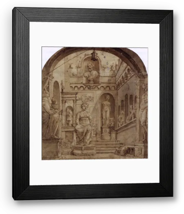 Framed Print : English: Sculpture Court of the Casa Sassi in Rome between 1532 and 1537. 838 Maarten van Heemskerck 010 Framed Print : English: Sculpture Court of the Casa Sassi in Rome between 1532 and 1537. 838 Maarten van Heemskerck 010