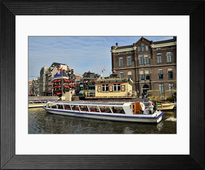 Framed Print : Excursion boat on the Amstel River, Oude Turfmarkt, Amsterdam, Holland, Netherlands, Europe Framed Print : Excursion boat on the Amstel River, Oude Turfmarkt, Amsterdam, Holland, Netherlands, Europe
