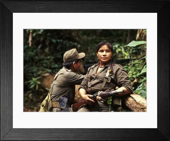 Framed Print : Two member of the Guatemala National Revolutionary Unity URNG on patrol near their base in the Ixcan jungle Framed Print : Two member of the Guatemala National Revolutionary Unity URNG on patrol near their base in the Ixcan jungle
