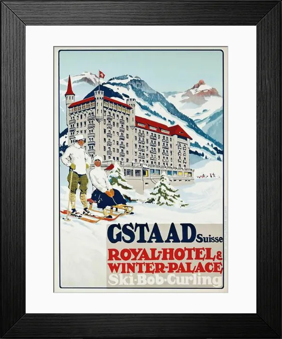 Framed Print : Vintage travel poster - 1913 - Anonymous artist - GSTAAD, ROYAL-HOTEL & WINTER-PALACE Framed Print : Vintage travel poster - 1913 - Anonymous artist - GSTAAD, ROYAL-HOTEL & WINTER-PALACE