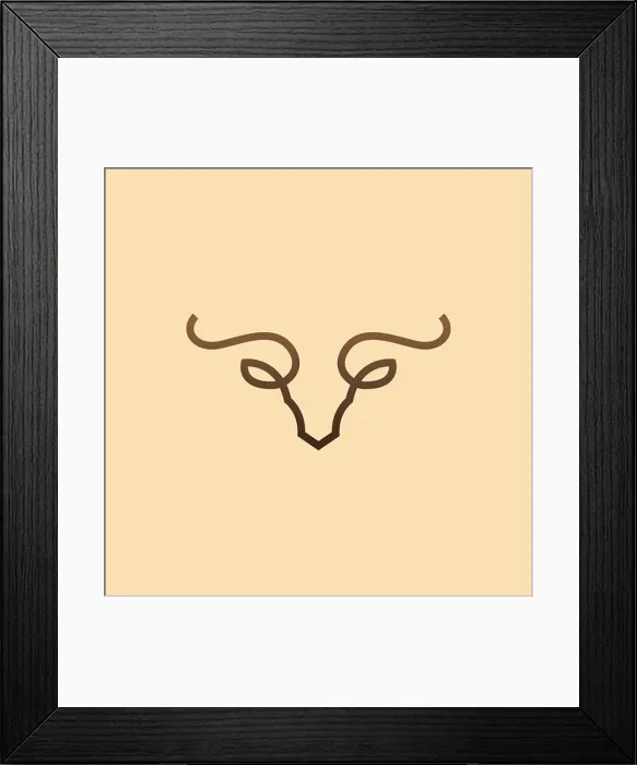 Framed Print : vector design. logo created from head bull with line art style logo