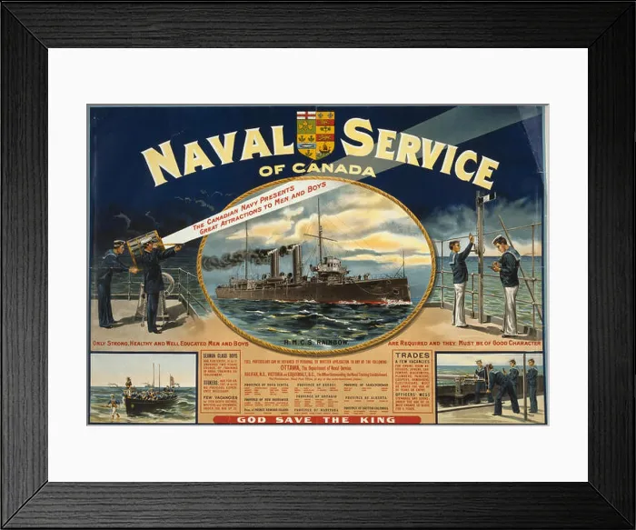 Framed Print : 1084 Naval service of canada WWI poster