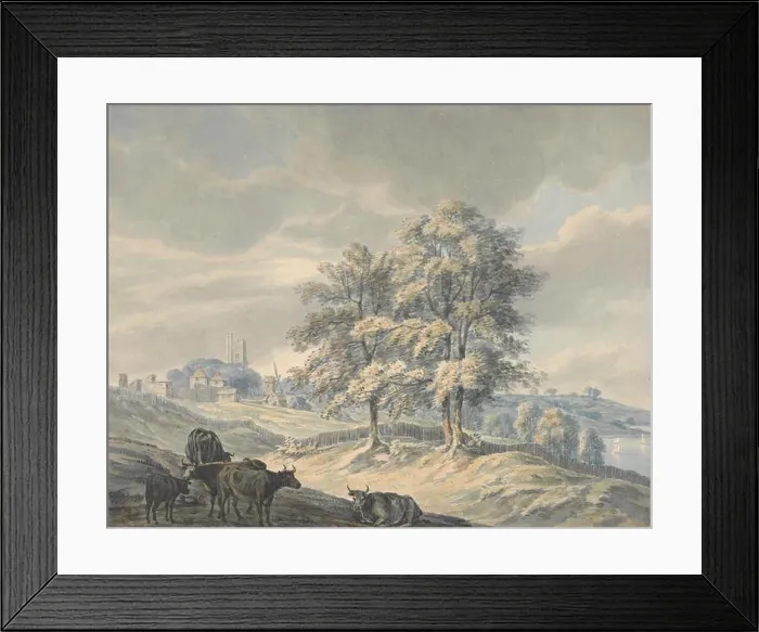 Framed Print : View looking towards St. Margaret's, Rochester, Kent by John Cleveley the Younger Framed Print : View looking towards St. Margaret's, Rochester, Kent by John Cleveley the Younger