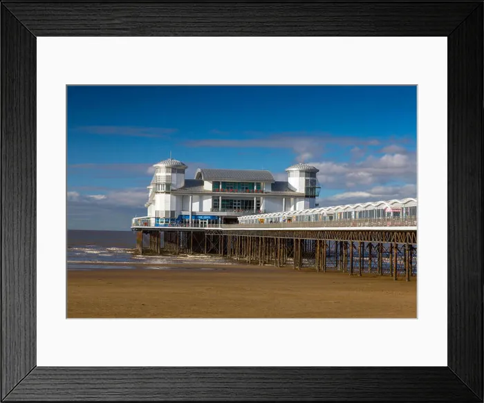 Framed Print : A deserted beach and Grand Pier at low tide in winter at Weston-super-Mare, North Somerset, England, UK Framed Print : A deserted beach and Grand Pier at low tide in winter at Weston-super-Mare, North Somerset, England, UK
