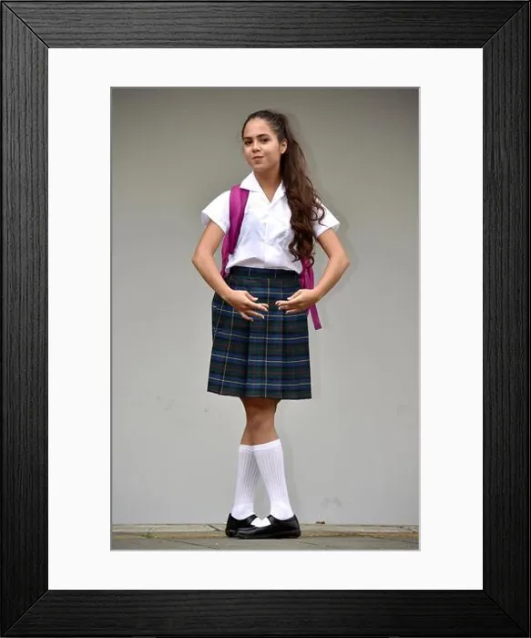Framed Print : Catholic Colombian Student Teenager Dancing Wearing Uniform Framed Print : Catholic Colombian Student Teenager Dancing Wearing Uniform
