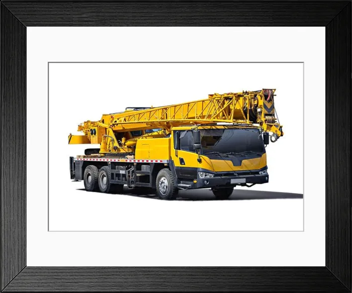 Framed Print : Truck Crane. Isolated object on a white background. (all logos, inscriptions and markings removed) Framed Print : Truck Crane. Isolated object on a white background. (all logos, inscriptions and markings removed)