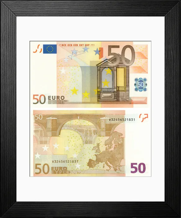Framed Print : 50 Euro Bill front and back Framed Print : 50 Euro Bill front and back
