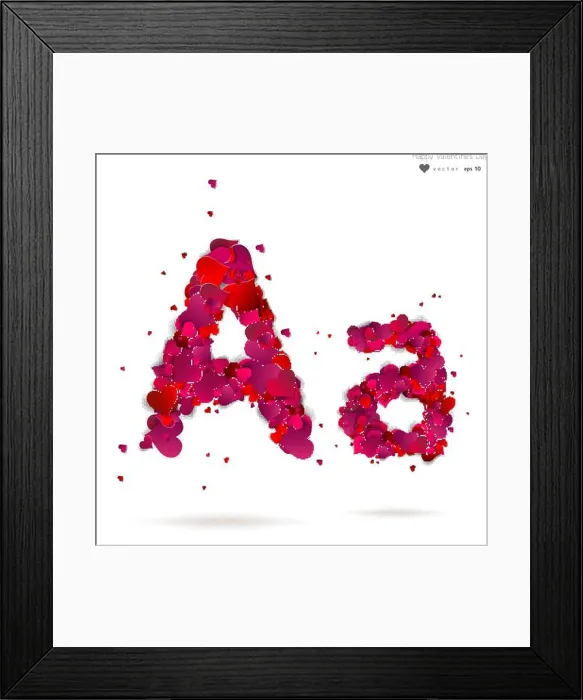 Framed Print : Letter A made from hearts. Love alphabet Framed Print : Letter A made from hearts. Love alphabet