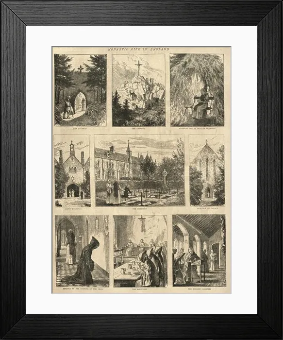 Framed Print : Vintage illustration of Monastic life in England Framed Print : Vintage illustration of Monastic life in England