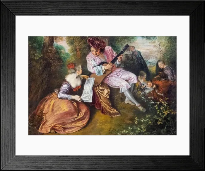 Framed Print : Painting titled 'The Scale of Love' by French Artist Jean-Antoine Watteau dated 1717 Framed Print : Painting titled 'The Scale of Love' by French Artist Jean-Antoine Watteau dated 1717