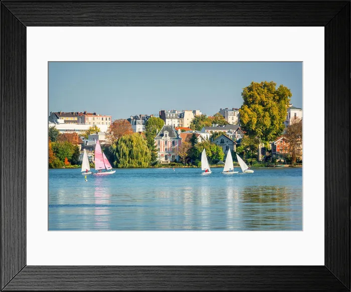 Framed Print : Sailing boats on the lake of Enghien les Bains near Paris, France Framed Print : Sailing boats on the lake of Enghien les Bains near Paris, France
