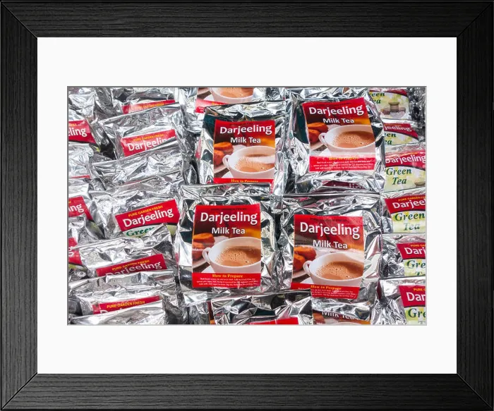 Framed Print : Darjeeling Milk Tea and Green Tea packets Framed Print : Darjeeling Milk Tea and Green Tea packets