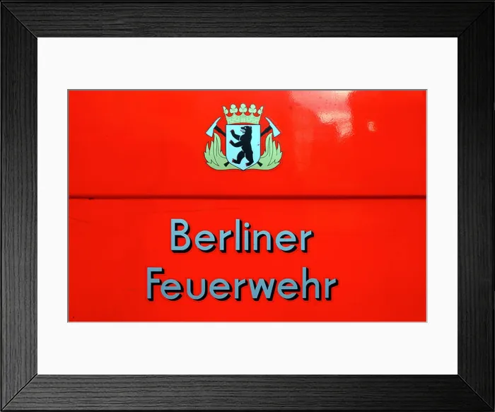 Framed Print : Berlin, the fire department logo on a police car Framed Print : Berlin, the fire department logo on a police car