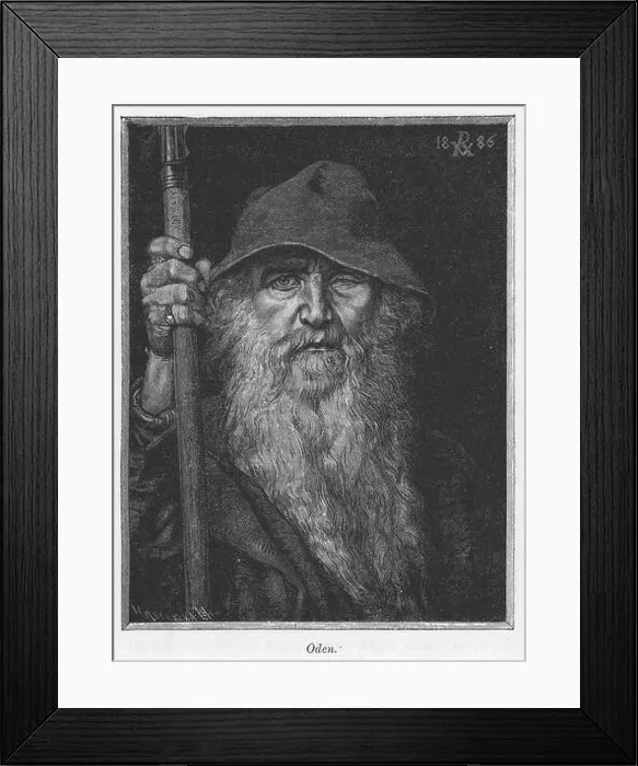 Framed Print : Odin. The main god in Norse mythology described as an immensely wise Framed Print : Odin. The main god in Norse mythology described as an immensely wise