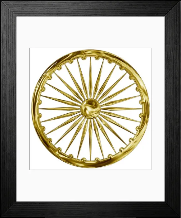 Framed Print : Ashoka chakra, India, golden metallic style illustration, national symbol of the asian people and state of india Framed Print : Ashoka chakra, India, golden metallic style illustration, national symbol of the asian people and state of india