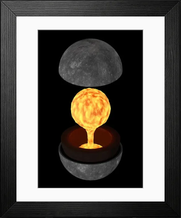 Framed Print : This image represents the internal structure of the planet Mercury. It is a photorealistic 3d rendering Framed Print : This image represents the internal structure of the planet Mercury. It is a photorealistic 3d rendering
