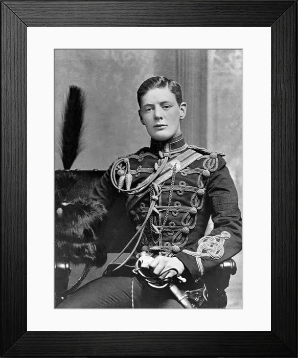 Framed Print : 1895 Winston Churchill aged 21 as a subaltern in the 4th Hussars at Aldershot Framed Print : 1895 Winston Churchill aged 21 as a subaltern in the 4th Hussars at Aldershot