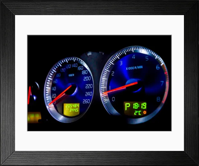 Framed Print : Car dashboard dials Framed Print : Car dashboard dials