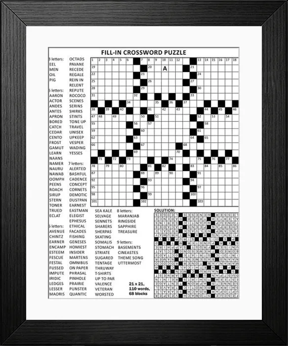 Framed Print : Fill in the blanks crossword puzzle with american style grid of 21x21 size Framed Print : Fill in the blanks crossword puzzle with american style grid of 21x21 size