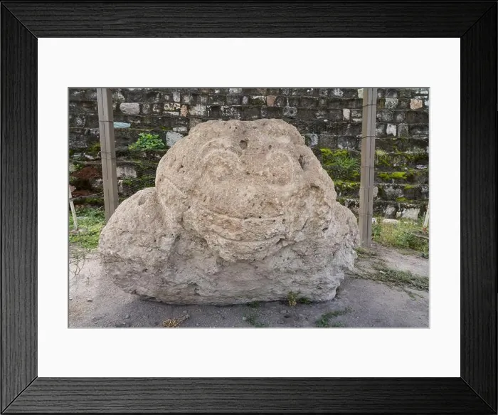 Framed Print : A large carved stone sculpture of a frog Framed Print : A large carved stone sculpture of a frog
