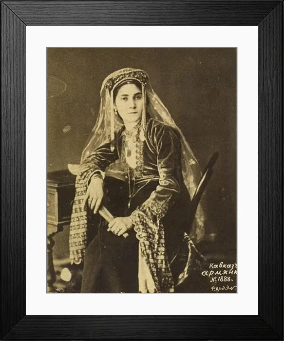 Framed Print : This portrait from the 1890s depicts an Armenian woman wearing traditional national costume from Akhaltsikhe Framed Print : This portrait from the 1890s depicts an Armenian woman wearing traditional national costume from Akhaltsikhe