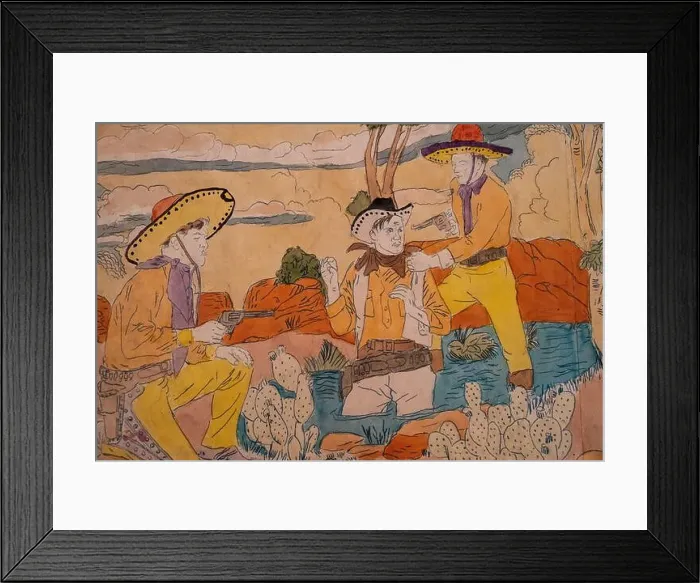 Framed Print : painting called Sombreros and Orange Canyon by Henry Darger at the MOMA art museum in New York Framed Print : painting called Sombreros and Orange Canyon by Henry Darger at the MOMA art museum in New York