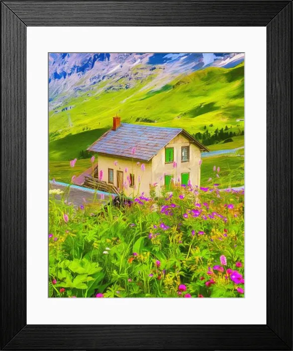 Framed Print : Watercolor and oil painting nature landscape Framed Print : Watercolor and oil painting nature landscape