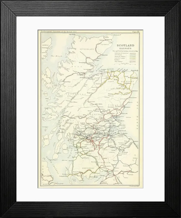 Framed Print : BI(1887) p.967 Railways in Scotland J. Bartholomew and Co Framed Print : BI(1887) p.967 Railways in Scotland J. Bartholomew and Co