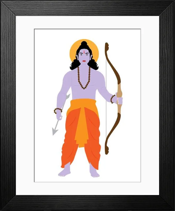 Framed Print : illustration of Lord Ram with Saffron dress holding Sharanga(bow) Framed Print : illustration of Lord Ram with Saffron dress holding Sharanga(bow)