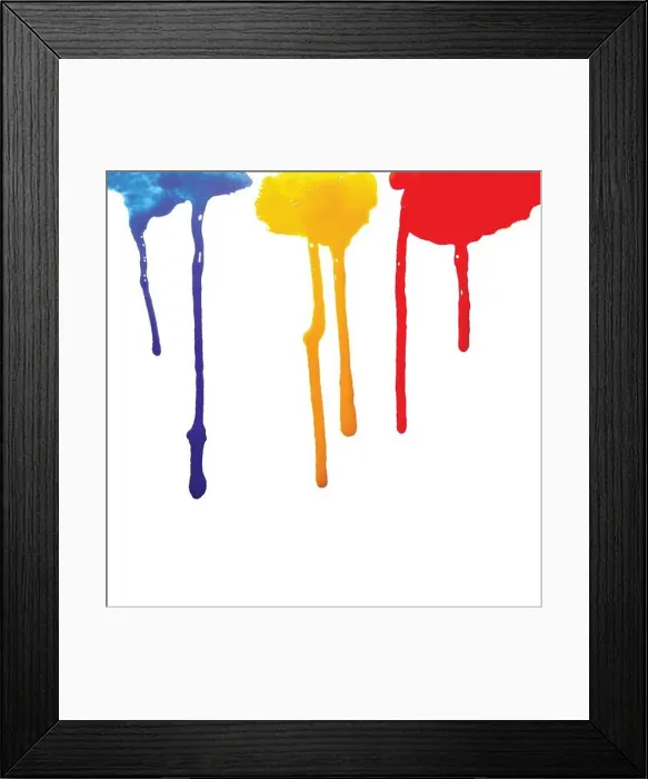 Framed Print : drops of paint flowing on a white background Framed Print : drops of paint flowing on a white background