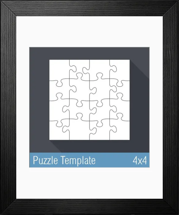 Framed Print : Jigsaw puzzle template 16 Pieces, 4x4, vector eps10 illustration Framed Print : Jigsaw puzzle template 16 Pieces, 4x4, vector eps10 illustration