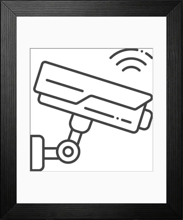Framed Print : Video surveillance camera black line icon Framed Print : Video surveillance camera black line icon