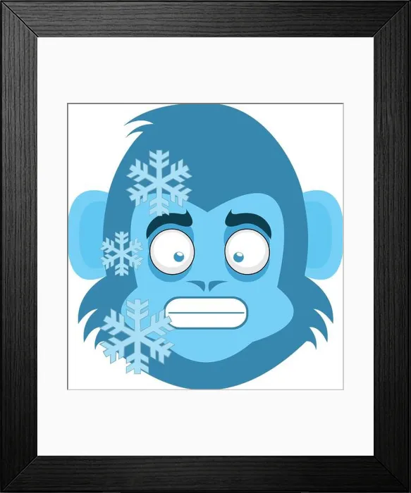 Framed Print : Vector emoticon illustration of the face of a cartoon frozen monkey Framed Print : Vector emoticon illustration of the face of a cartoon frozen monkey