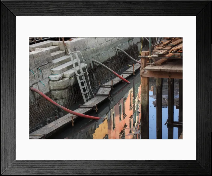 Framed Print : Dry canal dredging maintenance of Venice canals Framed Print : Dry canal dredging maintenance of Venice canals