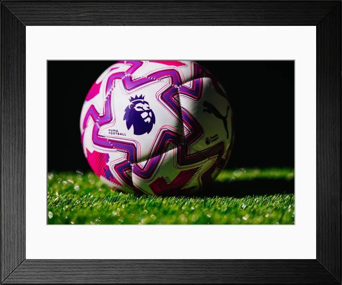 Framed Print : VIENNA, AUSTRIA, MAY 26, 2025: Detailed View of the Premier League Logo on the 2025 / 2026 Official Puma Ball Framed Print : VIENNA, AUSTRIA, MAY 26, 2025: Detailed View of the Premier League Logo on the 2025 / 2026 Official Puma Ball