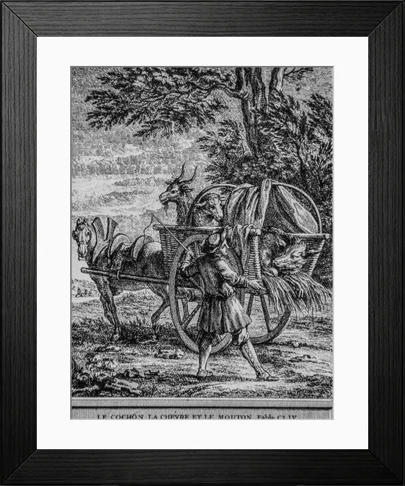 Framed Print : le cochon, la chevre et le mouton, fables de la fontaine, editeur talan, dier 1904, dessin de j.b.oudry Framed Print : le cochon, la chevre et le mouton, fables de la fontaine, editeur talan, dier 1904, dessin de j.b.oudry