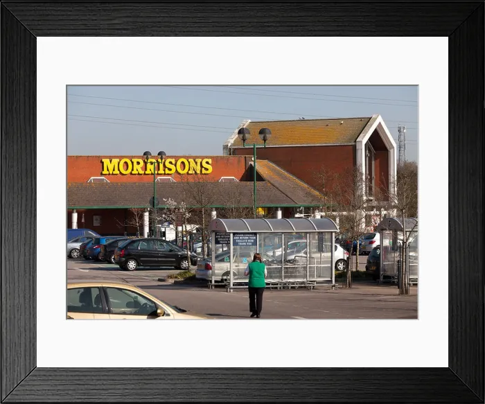 Framed Print : Morrisons supermarket and car park Framed Print : Morrisons supermarket and car park