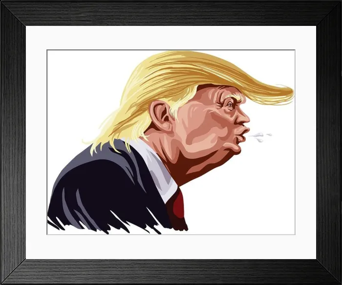 Framed Print : Donald Trump Cartoon Shouting, You're Fired! Caricature Vector