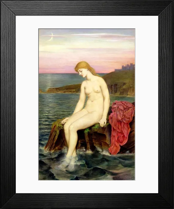 Framed Print : Evelyn de Morgan's painting The Little Sea Maid (1880-1888) presents a fantastical depiction of a mermaid Framed Print : Evelyn de Morgan's painting The Little Sea Maid (1880-1888) presents a fantastical depiction of a mermaid