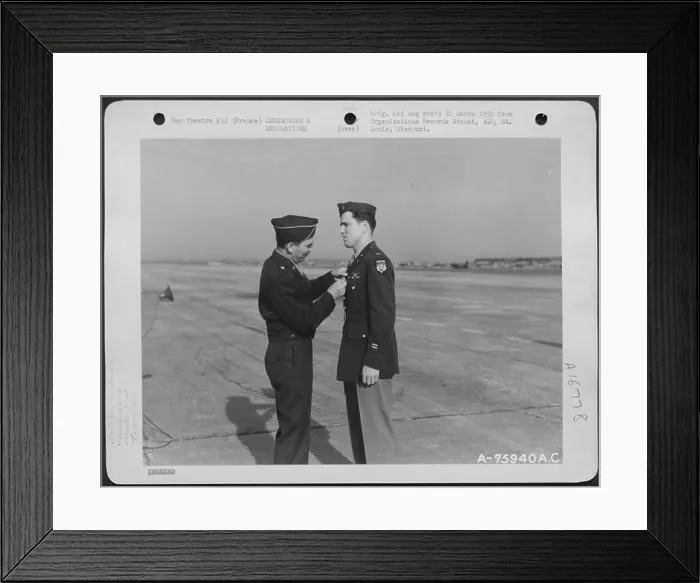 Framed Print : Brig. Gen. Julian M. Chappell Presenting An Award To A Member Of The 91St Troop Carrier Squadron Framed Print : Brig. Gen. Julian M. Chappell Presenting An Award To A Member Of The 91St Troop Carrier Squadron