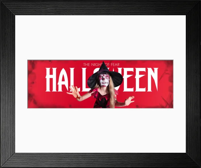Framed Print : Little girl like a vampire on scary red background