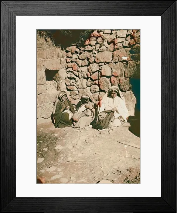 Framed Print : Peasant women sewing 1900, Middle East Framed Print : Peasant women sewing 1900, Middle East
