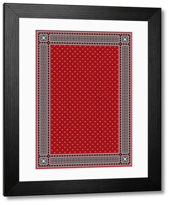 Framed Print : Frame & Border with Red Background in sindhi ajrak style, Vector illustration Framed Print : Frame & Border with Red Background in sindhi ajrak style, Vector illustration