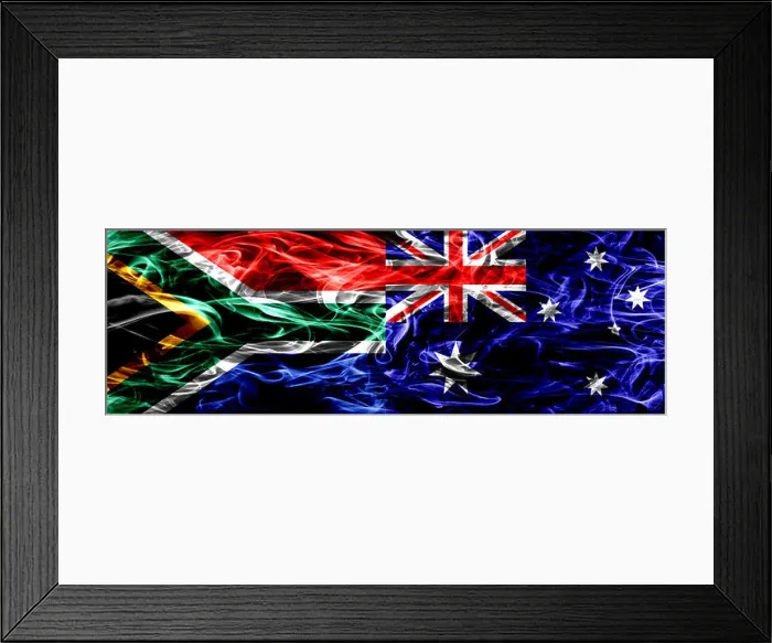 Framed Print : South Africa vs Australia, Australian smoke flags placed side by side. Concept and idea flags mix Framed Print : South Africa vs Australia, Australian smoke flags placed side by side. Concept and idea flags mix